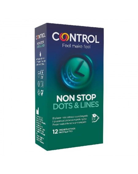 Prezervatīvi Non Stop Dots & Lines Control (12 uds)