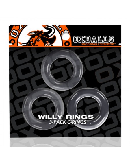 Dzimumlocekļa Uzmava Erekcijai ar Trim Gredzeniem Oxballs Willy Rings Pack Clear (3 uds)