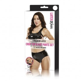 Lielais baudas komplekts Croptop & Hot Pants LatexWear Melns