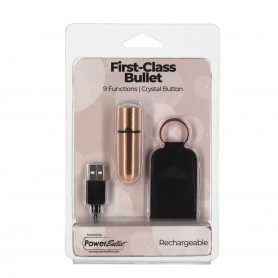 Lodveida Vibrators First Class Mini PowerBullet Crystal 9 Rozā zelta