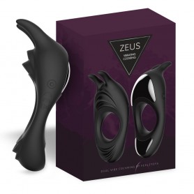 Dzimumlocekļa Gredzeni FeelzToys Zeus Dual Vibe Black Vibrācija