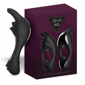 Dzimumlocekļa Gredzeni FeelzToys Zeus Dual Vibe Black Vibrācija