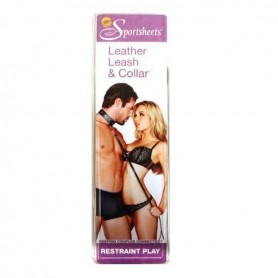 Set di Collare e Guinzaglio di Pelle Sportsheets SS432-02
