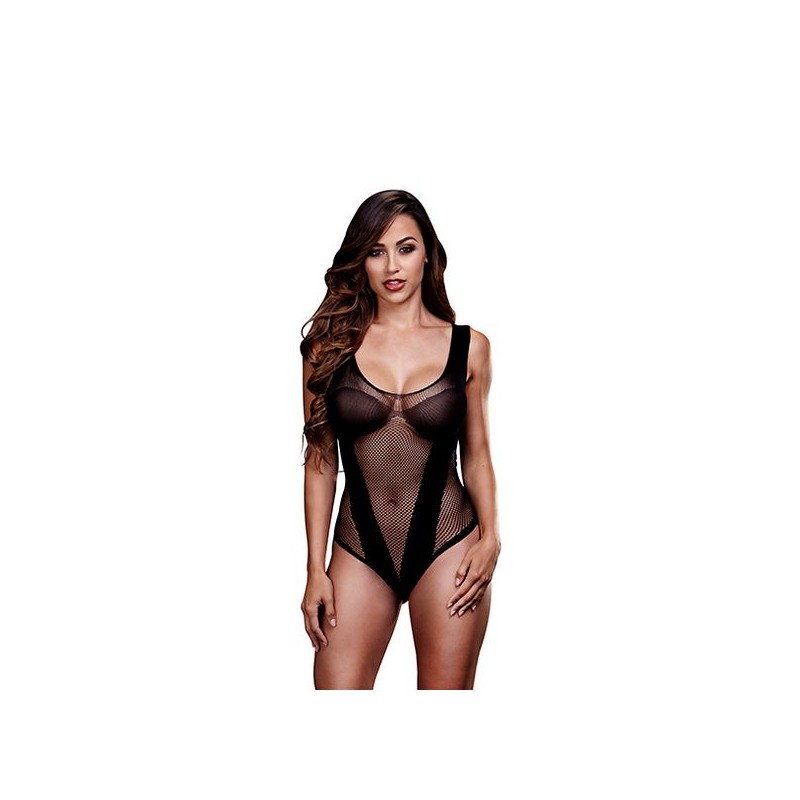 Body a Rete Jacquard V Teddy Taglia Unica Baci Lingerie BW3134