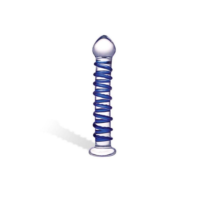 Dildo tal-Ħġieġ Spirali Blu Glas 63392