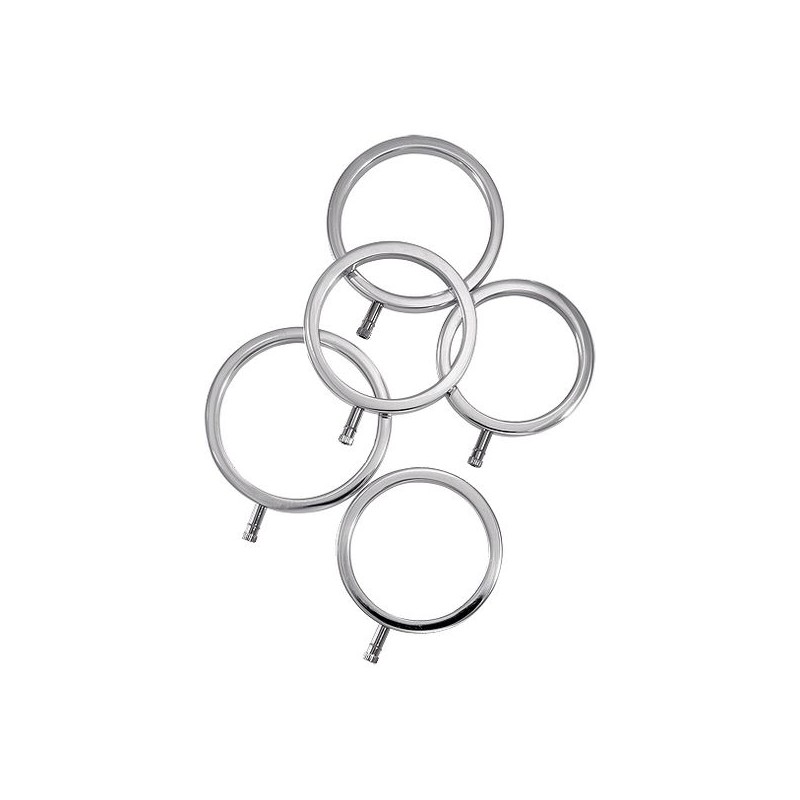Solid Metal Cock Ring Set 5 Sizes ElectraStim EM2120
