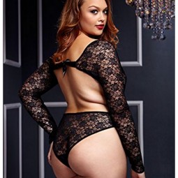 Body Scollato sulla Schiena in Pizzo Nero Taglia Grande Baci Lingerie BW3102