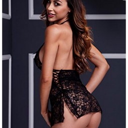 Melns Mežģīne Babydoll Viens Izmērs Baci Lingerie BW3103