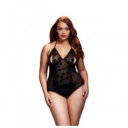 Черное боди и бра, красная бабочка, большой размер Baci Lingerie BW3112