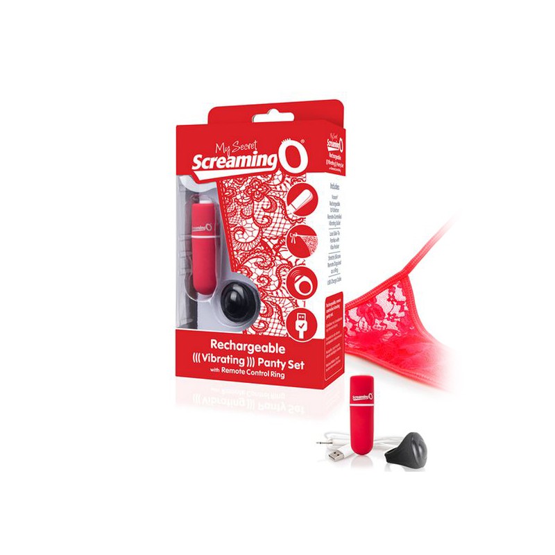 Kontroll mill-bogħod iċċarġjat Panty Vibe Red The Screaming O 12792