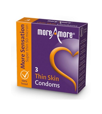 Kondoms tal-Ġilda rqiqa (3pcs) MoreAmore E22207