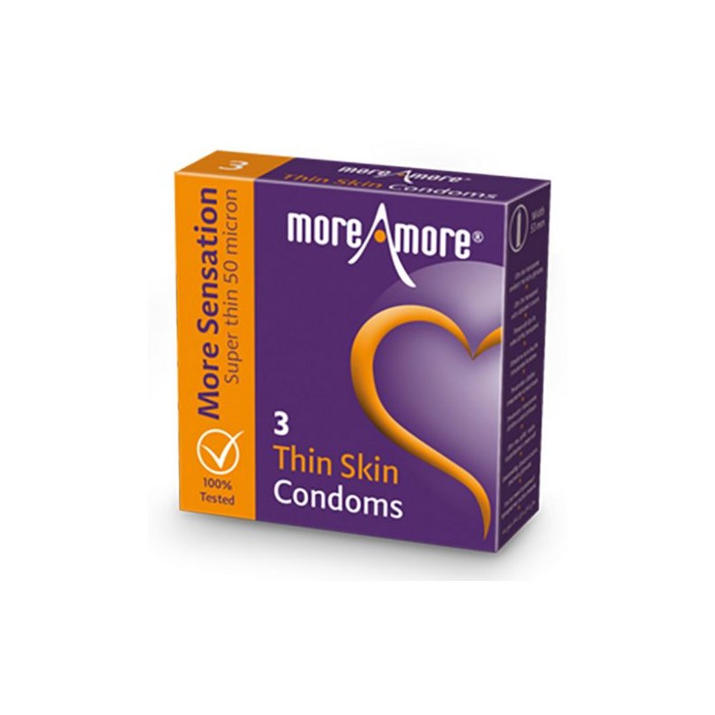 Kondoms tal-Ġilda rqiqa (3pcs) MoreAmore E22207