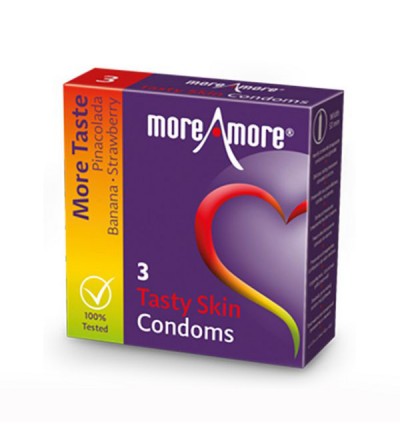 Kondoms tal-Ġilda fit-Togħma (3pcs) MoreAmore 42153