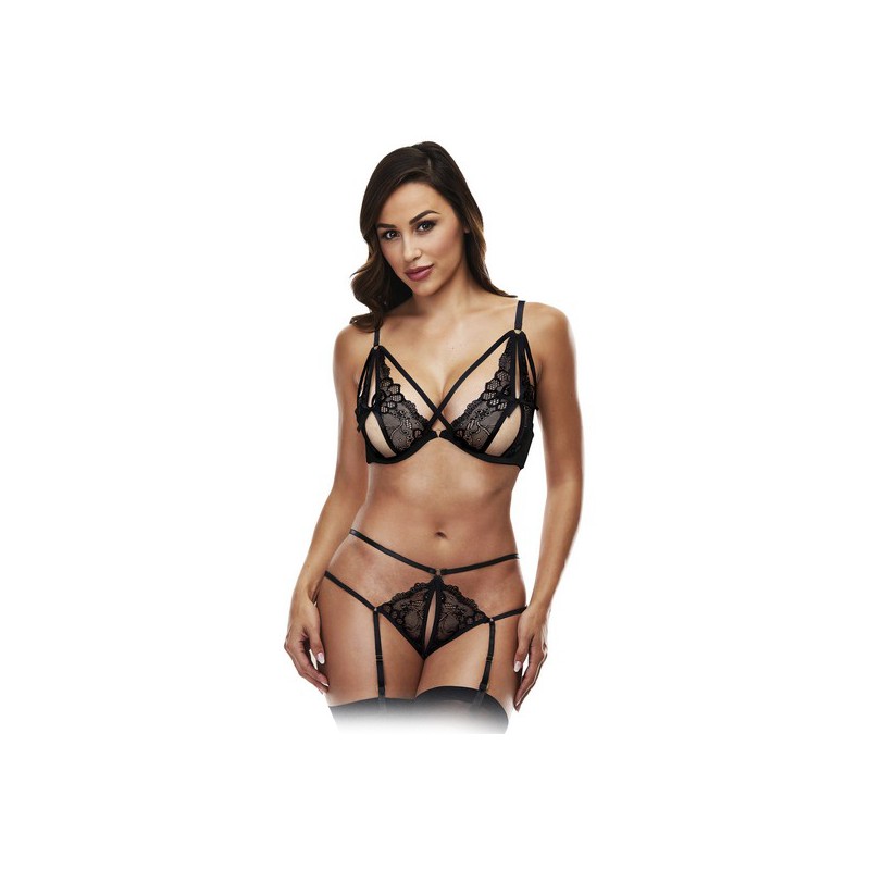Set di Lingerie con Pizzo Strappy Baci Lingerie Nero