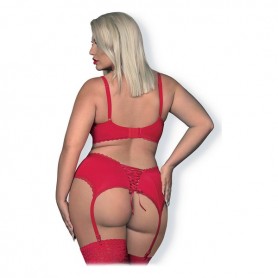 Set di Lingerie con Pizzo Jolierose Obsessive (3 pcs) Rosso