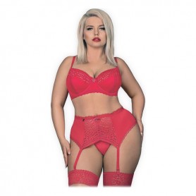Set di Lingerie con Pizzo Jolierose Obsessive (3 pcs) Rosso
