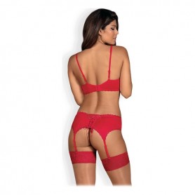 Set di Lingerie con Pizzo Jolierose Obsessive (3 pcs) Rosso