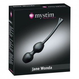 Vaginālās viedlodītes Jane Wonda Kegel Balls, melnas Mystim Silikona (Ø 3,3 cm)